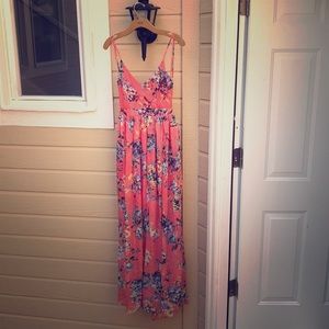 Coral Floral Maxi Dress